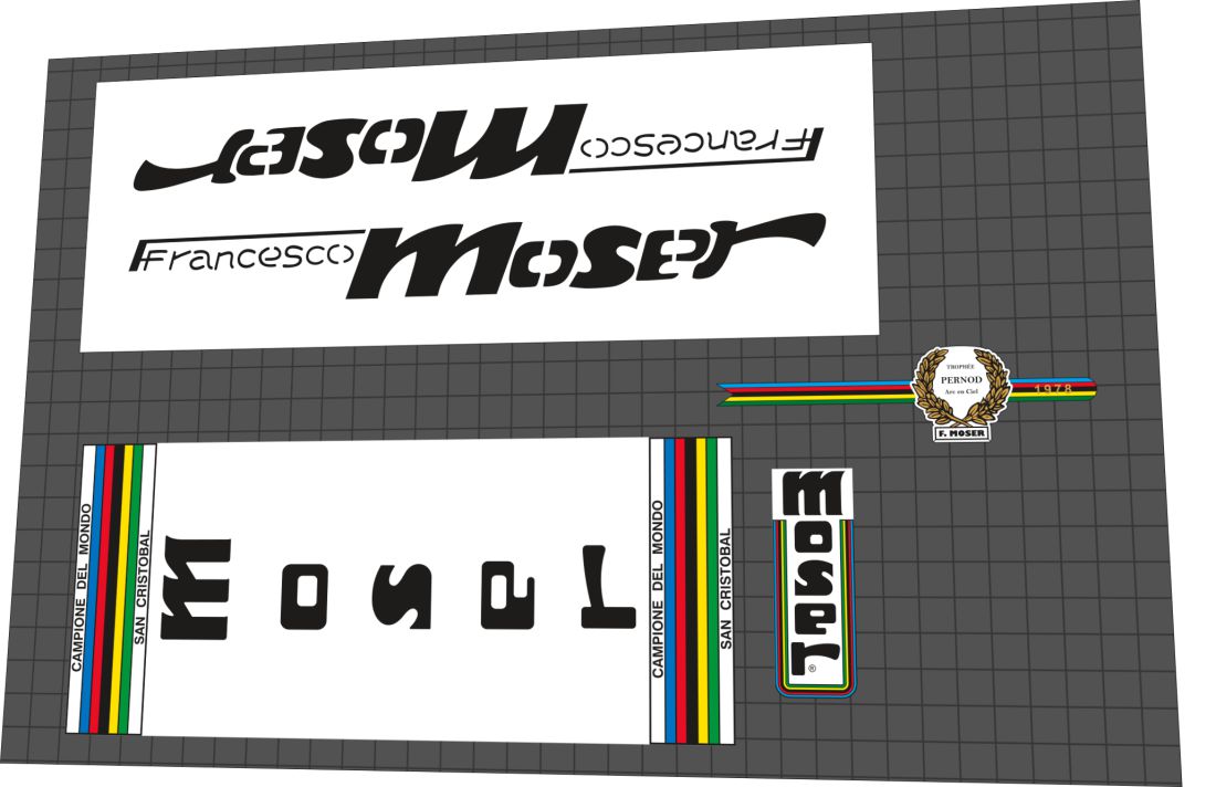 F. Moser Va Por La Hora Frame Decal Set - 1980s