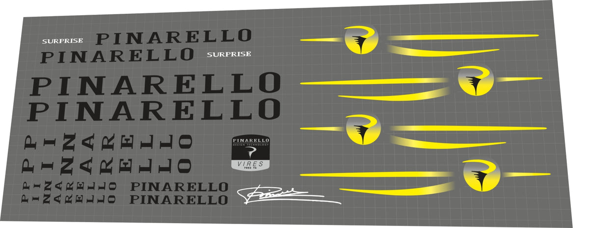 Pinarello Surprise Black Frame Decal Set - 1990s