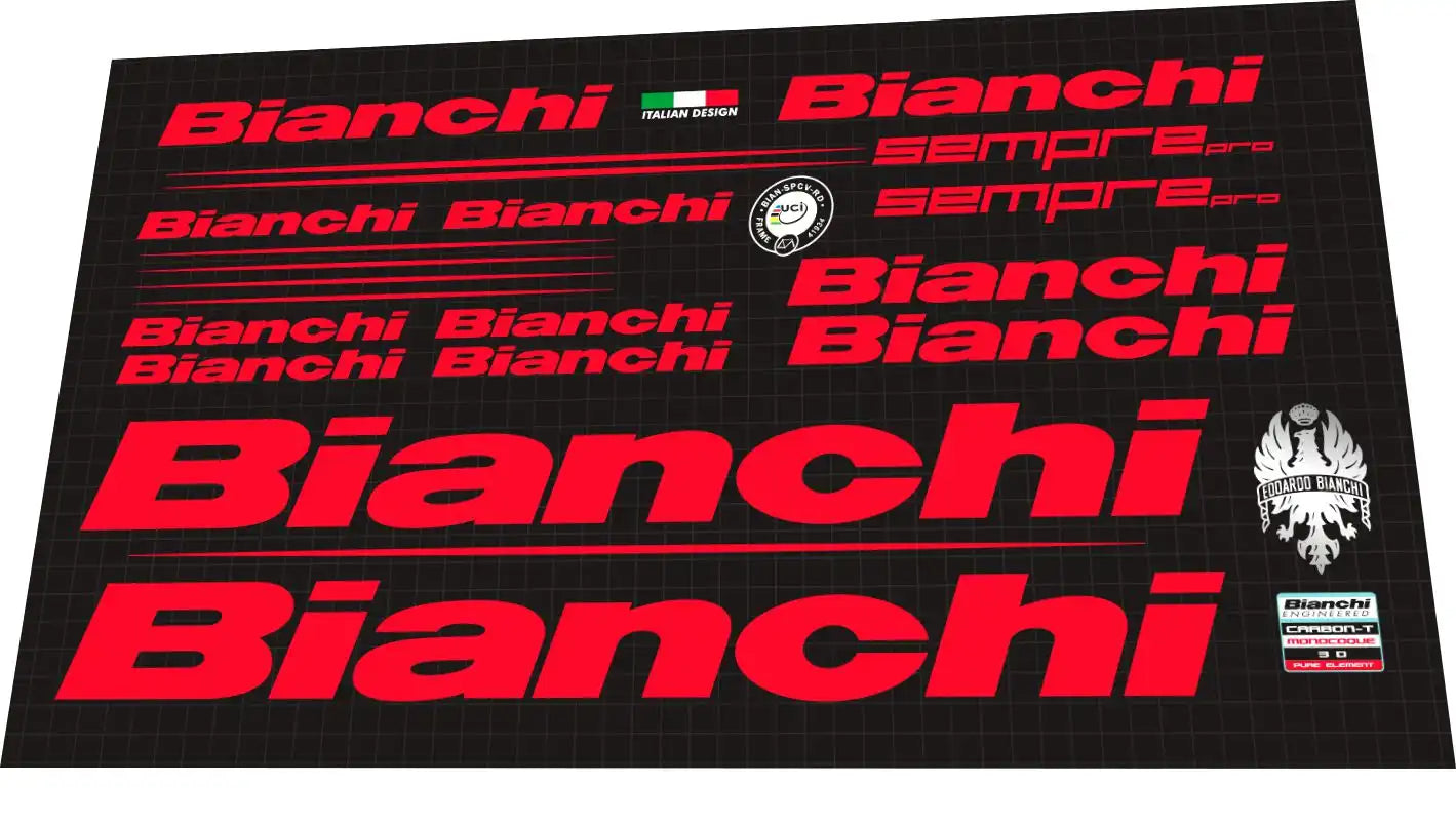 2015 Bianchi Sempre Pro Red Frame Decal Set