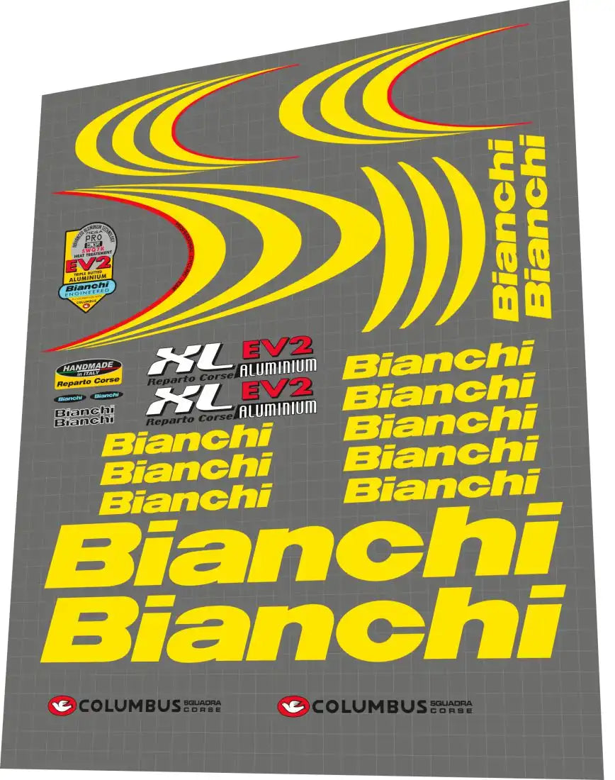 Bianchi XL EV2 Yellow Frame Decal Set