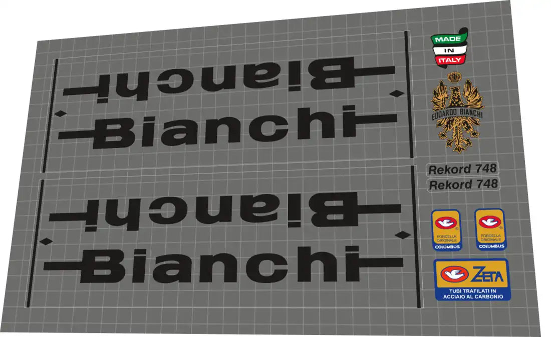 Bianchi Rekord 748 Black Zeta Frame Decal Set