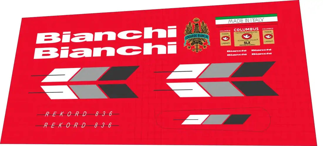 Bianchi Rekord 836 White Frame Decal Set