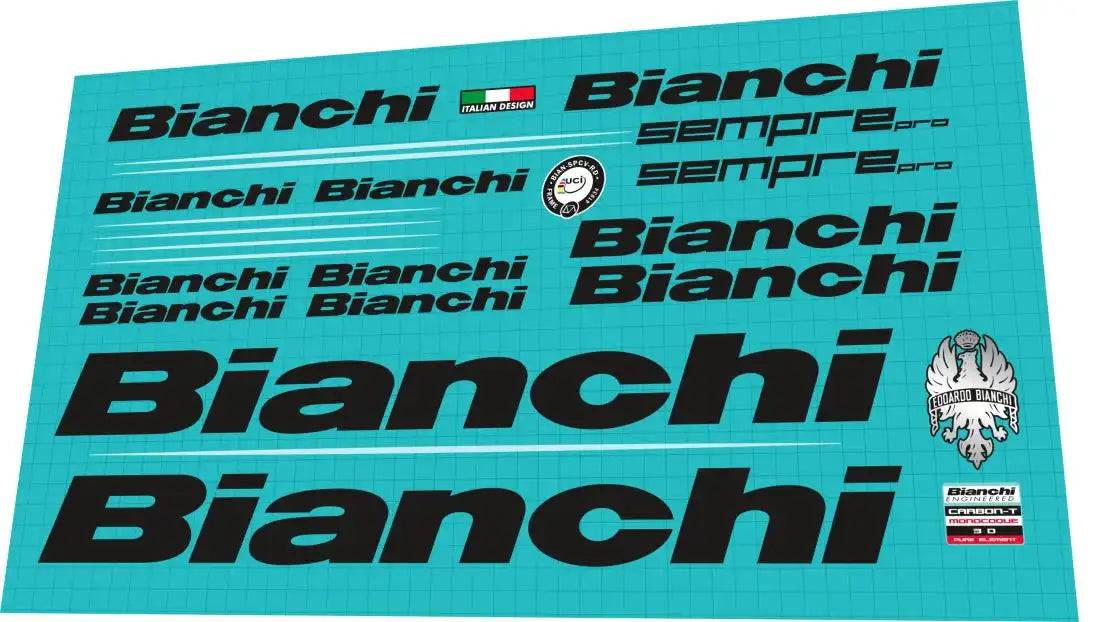 Bianchi Sempre Pro Black Frame Decal Set