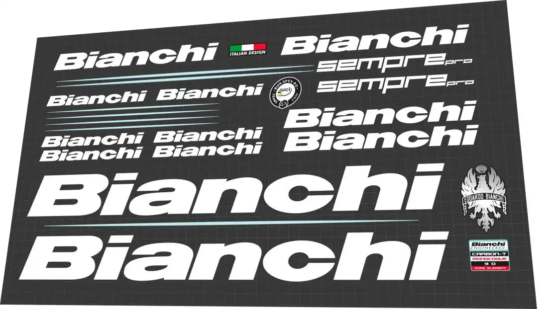 Bianchi Sempre Pro White Frame Decal Set