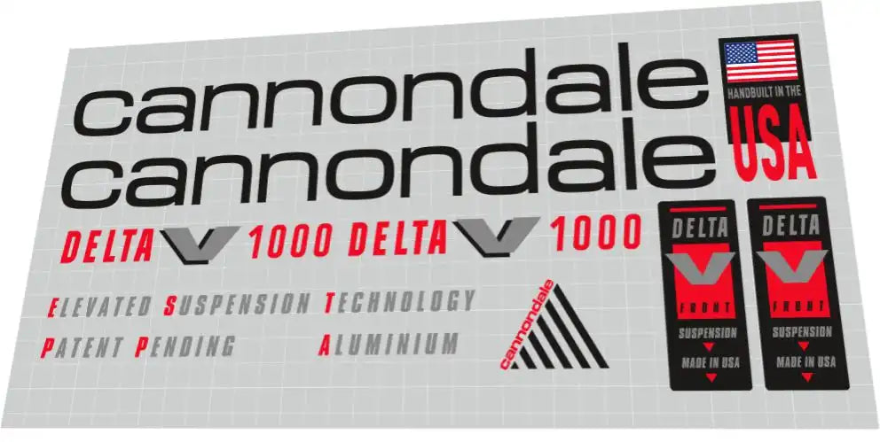 1992 Cannondale Delta V1000 Frame Decal Set