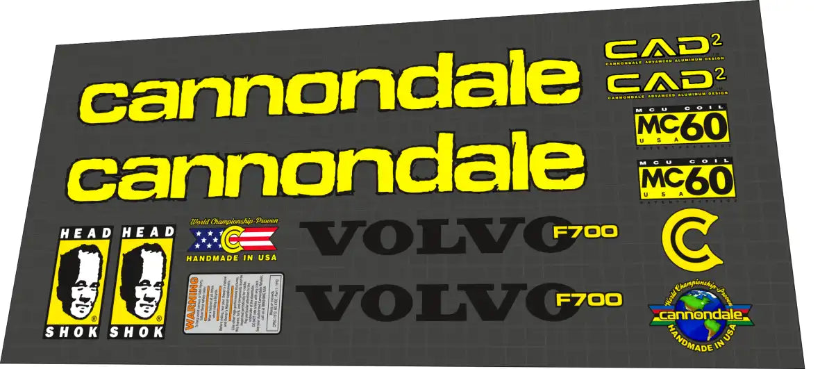 1997 Cannondale F700 CAD2 Design Volvo Edition Frame Decal Set
