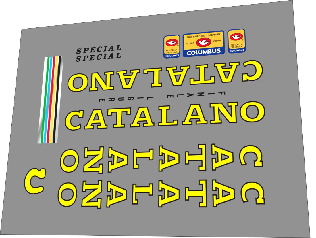 1985 Catalano Yellow Black Frame Decal Set