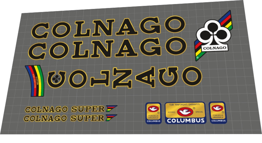 1979 Colnago Super Black Gold Contour Frame Decal Set