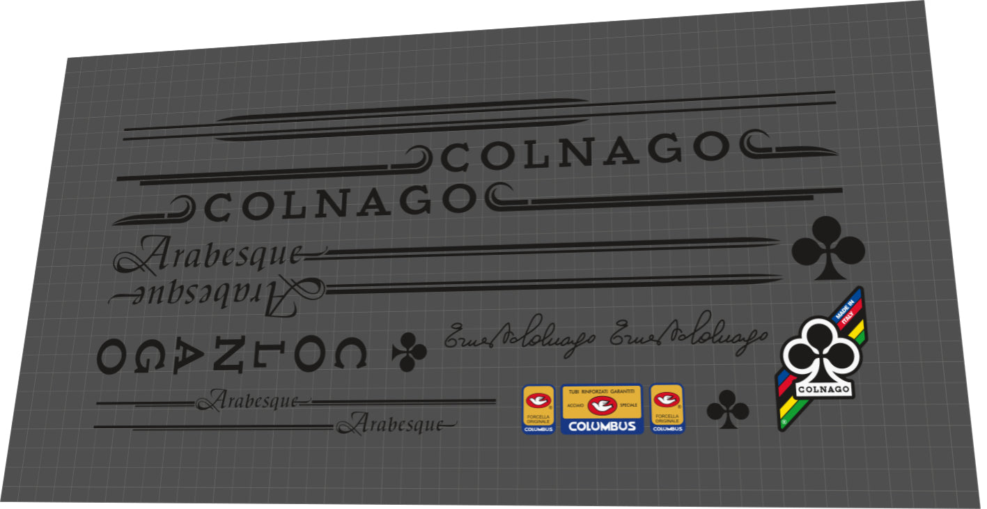 1983 Colnago Arabesque Black Frame Decal Set