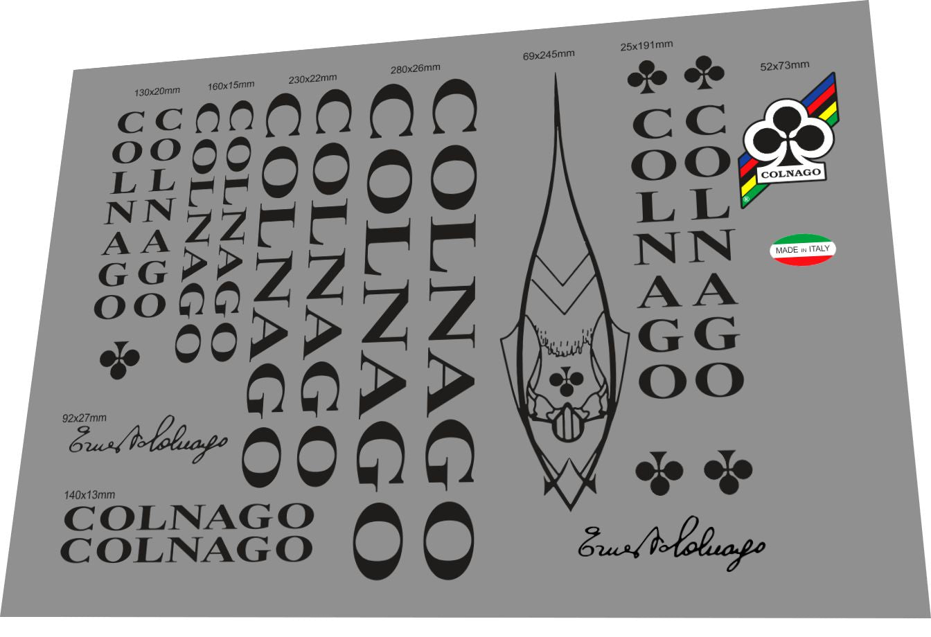 1990s Colnago Classic Black Frame Decal Set