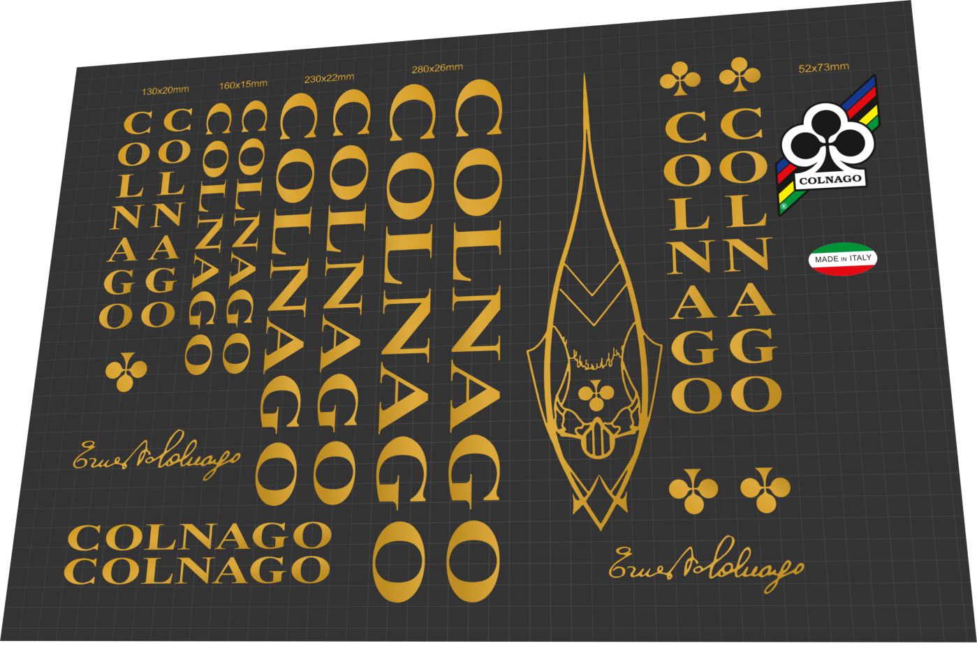 1990s Colnago Classic Gold Frame Decal Set