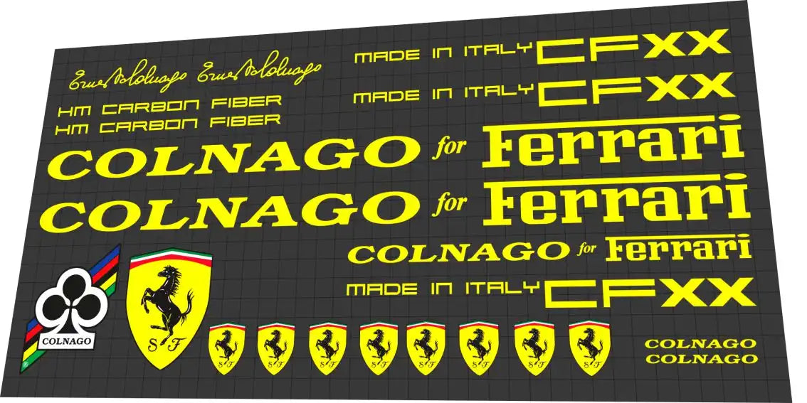 2010 Colnago for Ferrari CFXX Yellow Frame Decal Set