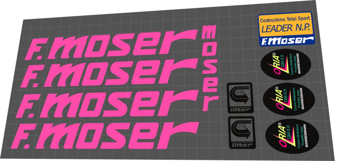 1991 F. Moser Leader NP Pink Frame Decal Set
