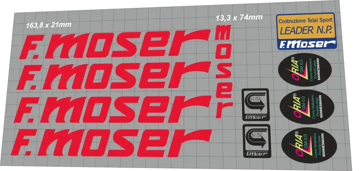 1991 F. Moser Leader NP Red Frame Decal Set