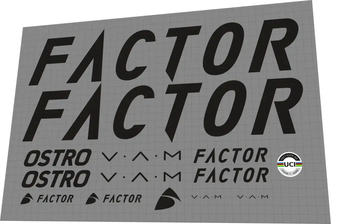 2023 Factor Ostro VAM Black Frame Decal Set