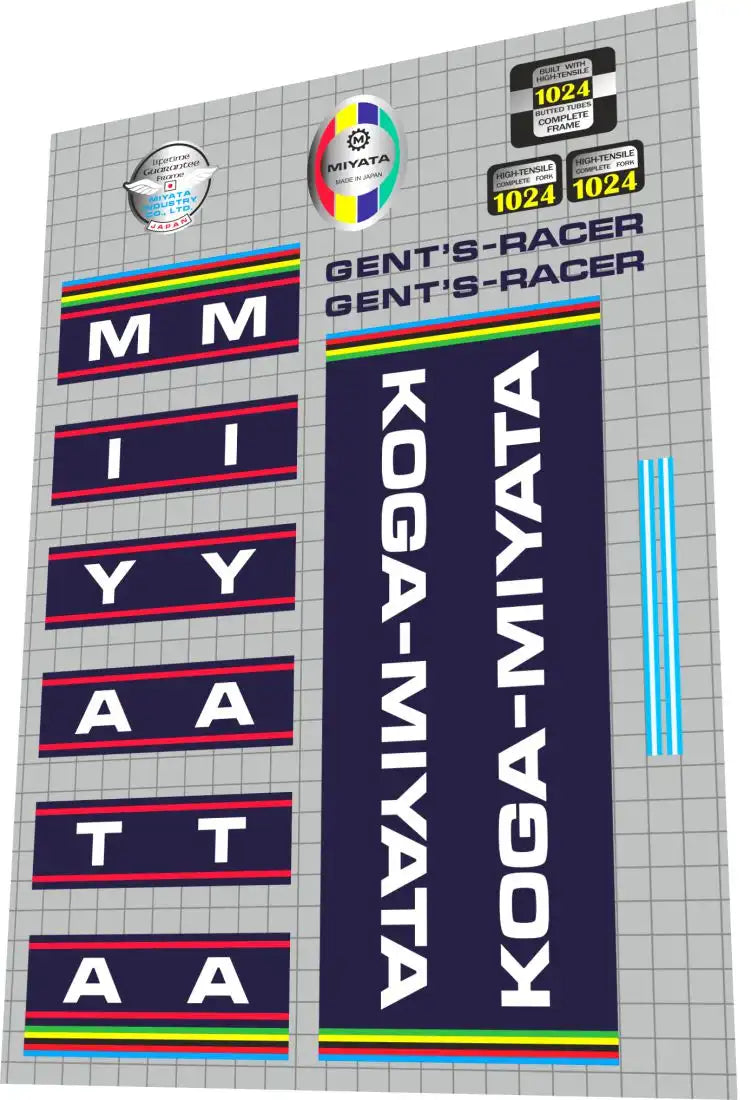 1977 Koga Miyata Gents Racer Frame Decal Set