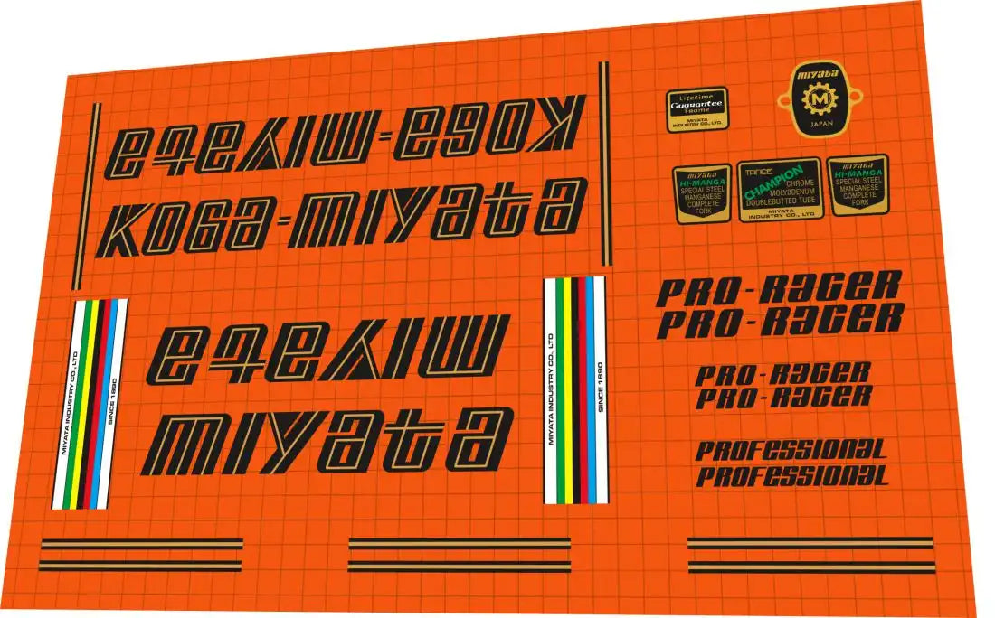 1978 Koga Miyata Pro Racer Frame Decal Set