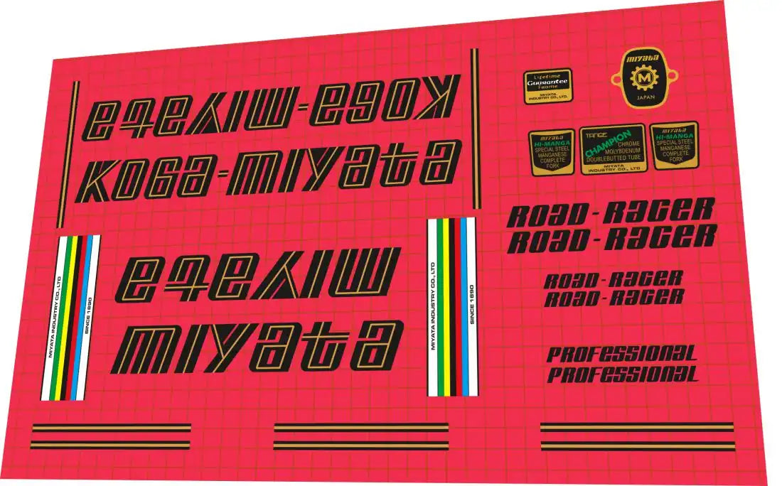 1978 Koga Miyata Road Racer Frame Decal Set