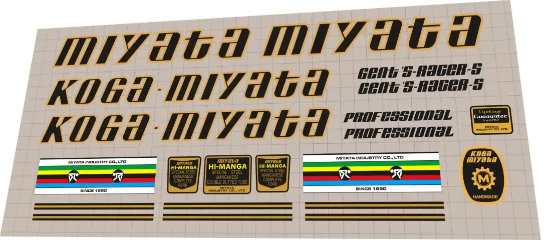 1979 Koga Miyata Gent's-Racer-S Frame Decal Set