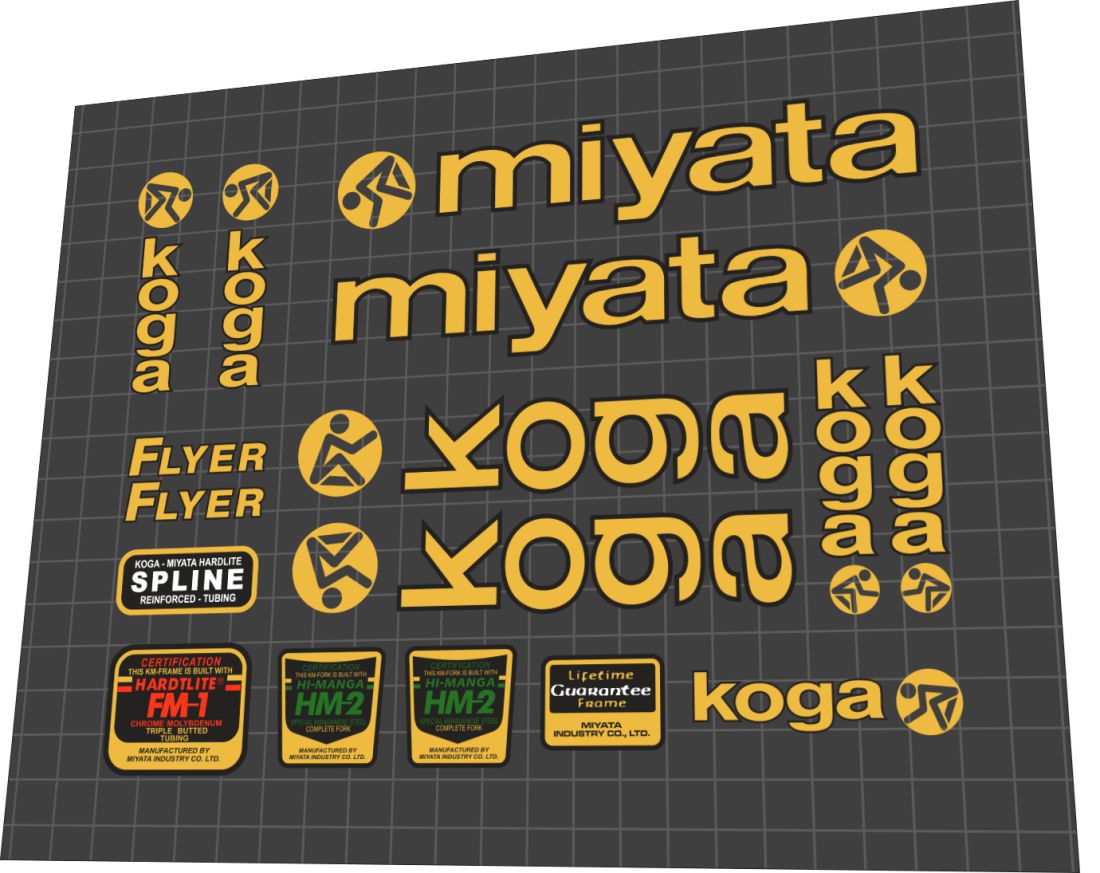 1993 Koga Miyata Flyer Gold Frame Decal Set