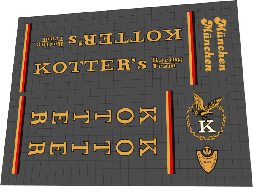 1980s Kotter München Gold Frame Decal Set