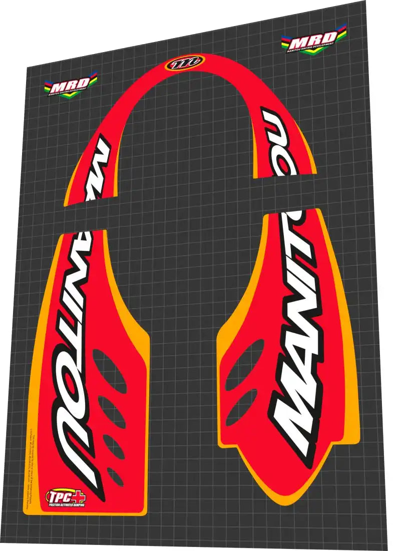 2001 Manitou X-Vert Carbon Orange Fork Decal Set