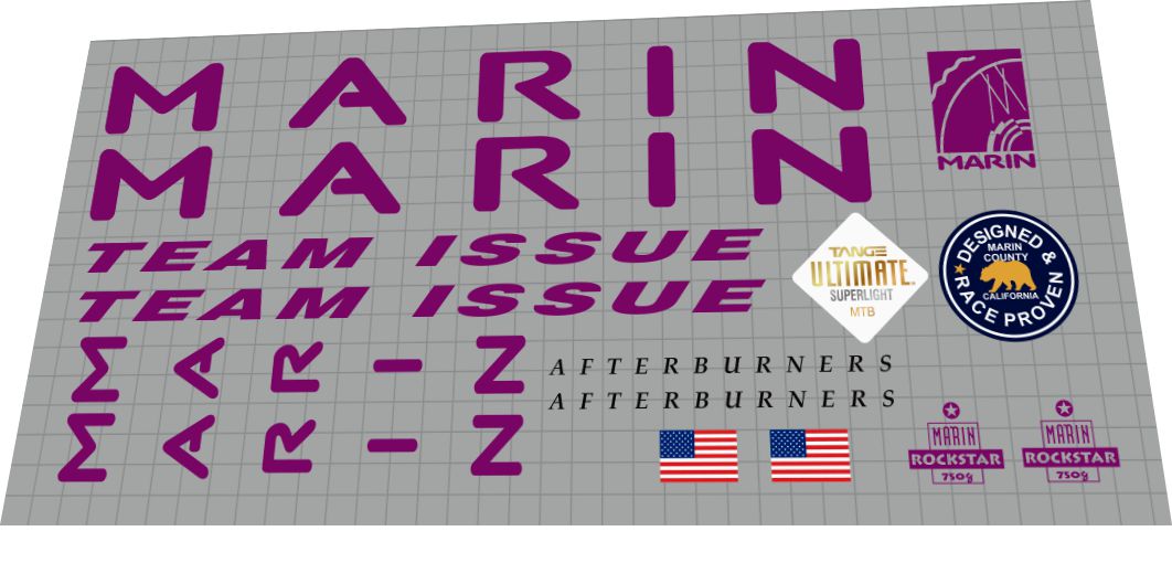 1993 Marin Team Issue Frame Decal Set
