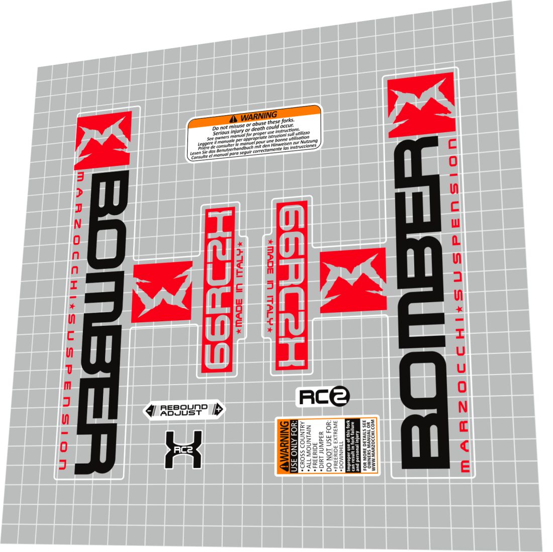 2006 Marzocchi Bomber 66RCH Fork Decal Set