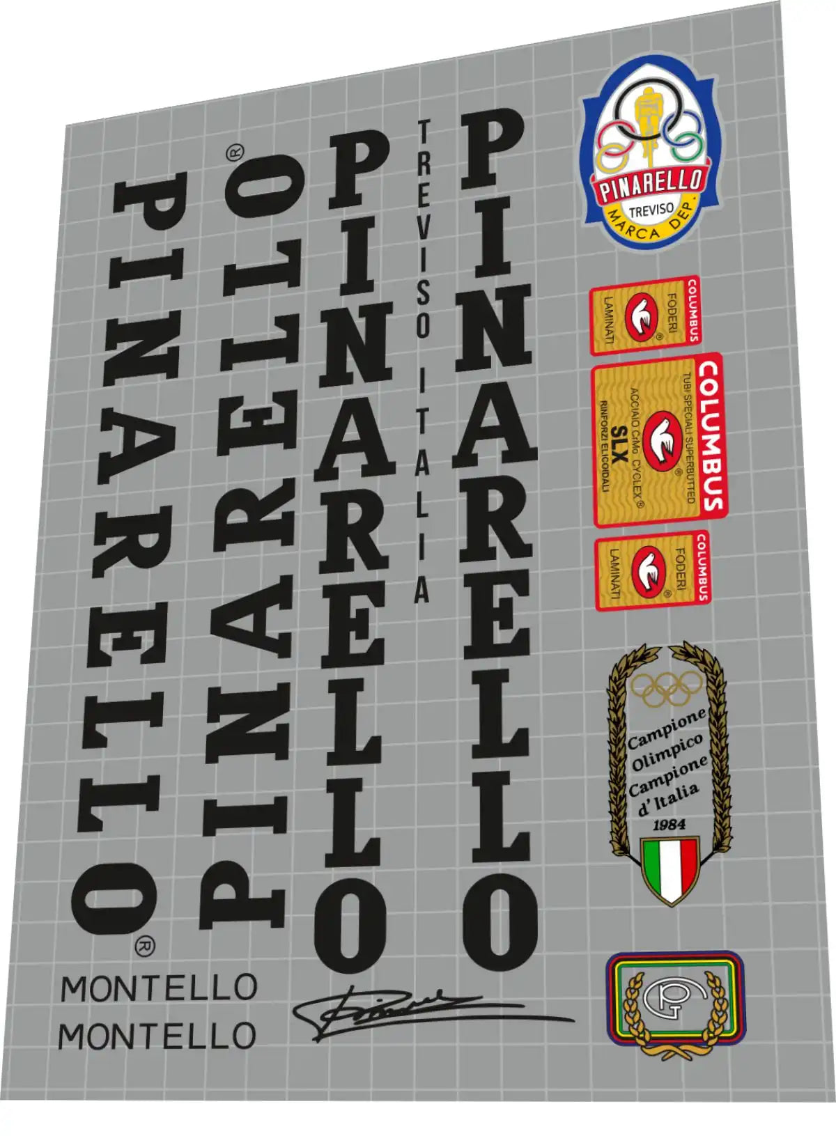 1991 Pinarello Montello Black Frame Decal Set
