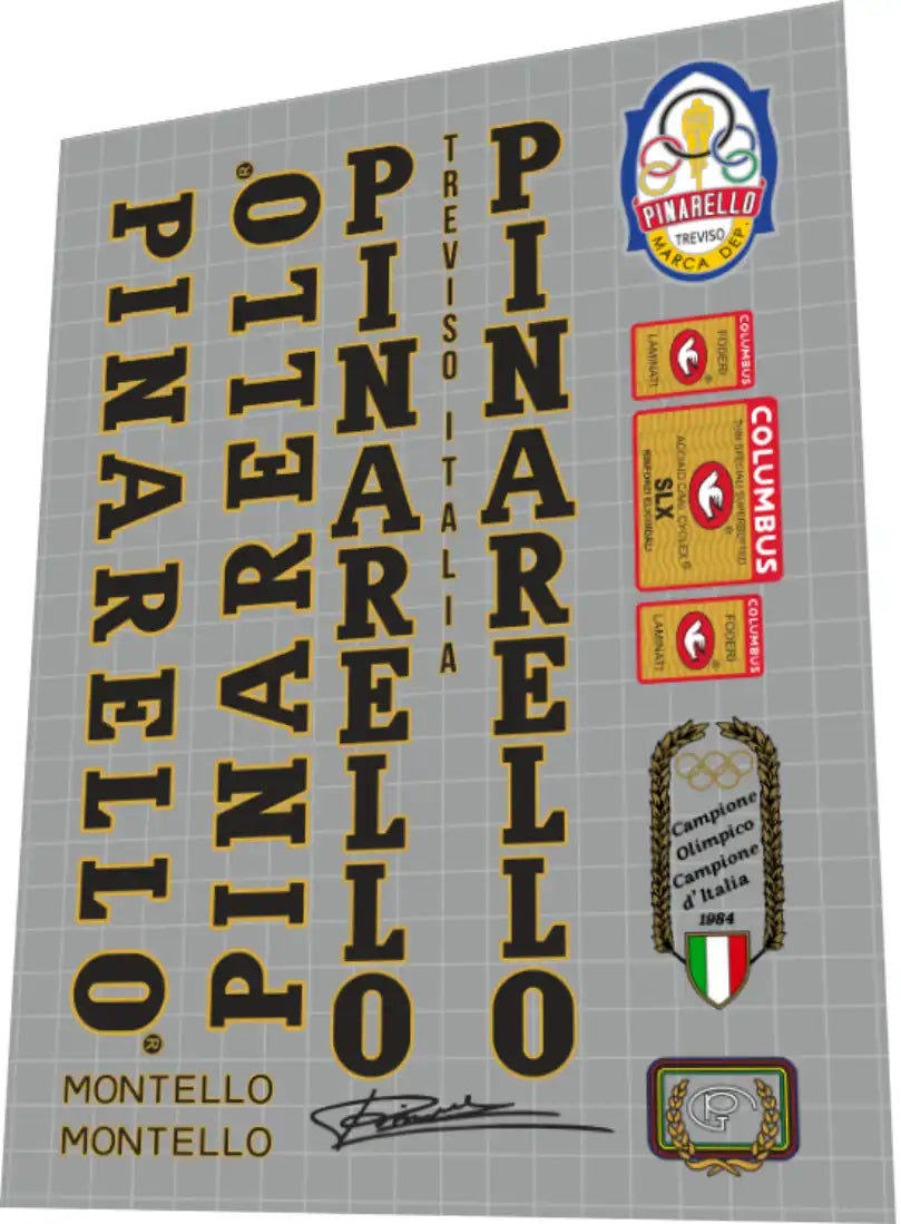 1991 Pinarello Montello Black-Gold Frame Decal Set