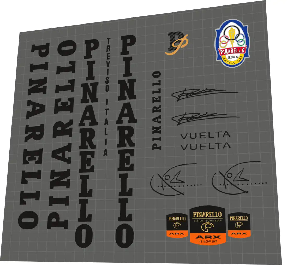 1992 Pinarello Vuelta Black Frame Decal Set
