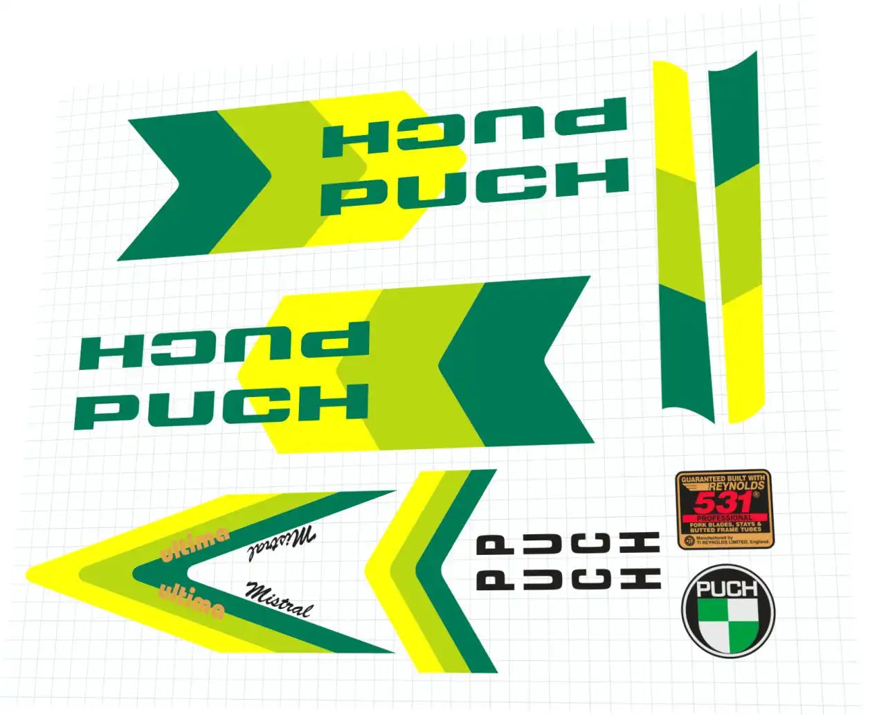 1984 Puch Mistral Ultima Frame Decal Set