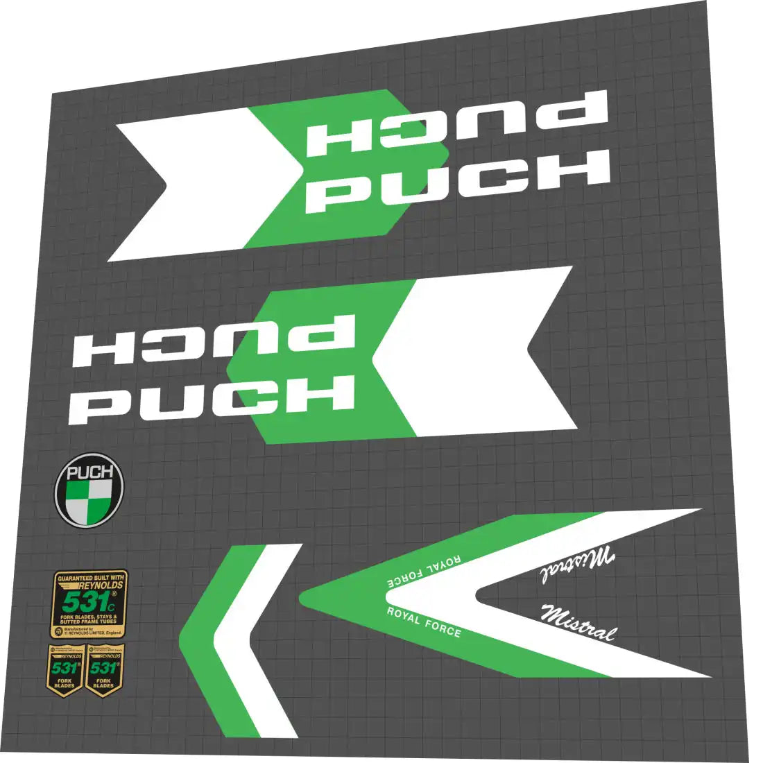 Puch Mistral Royal Force Frame Decal Set