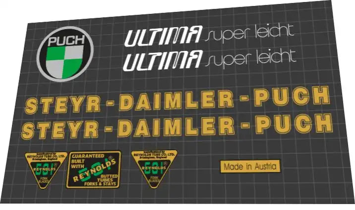 Puch Steyr Daimler Ultima Super Leicht Frame Decal Set