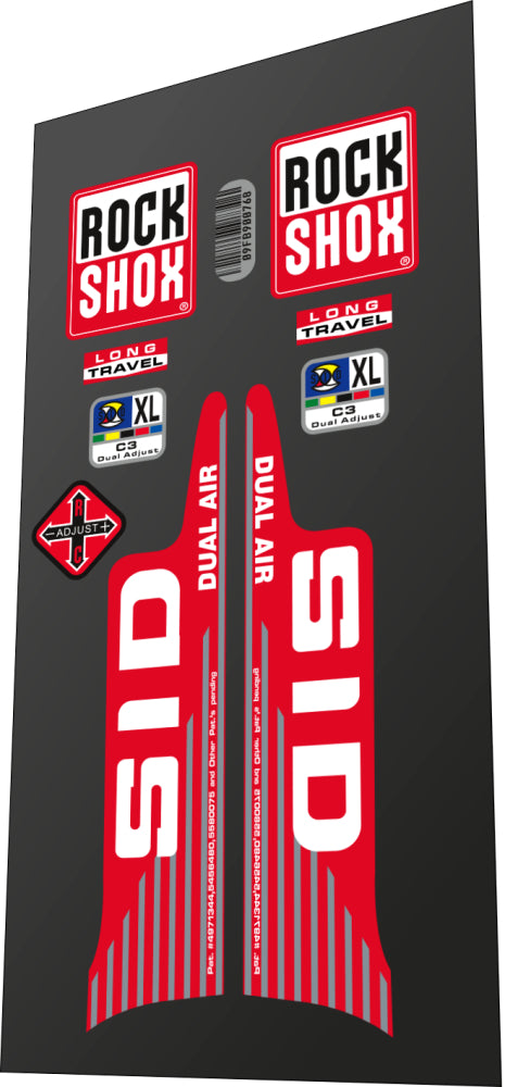 1999 Rock Shox SID XL Dual Air Red Fork Decal Set