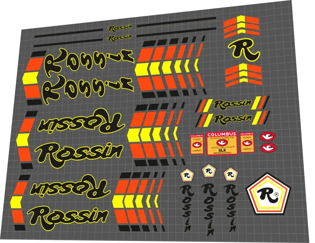 1983 Rossin Super Record Black-Orange Frame Decal Set