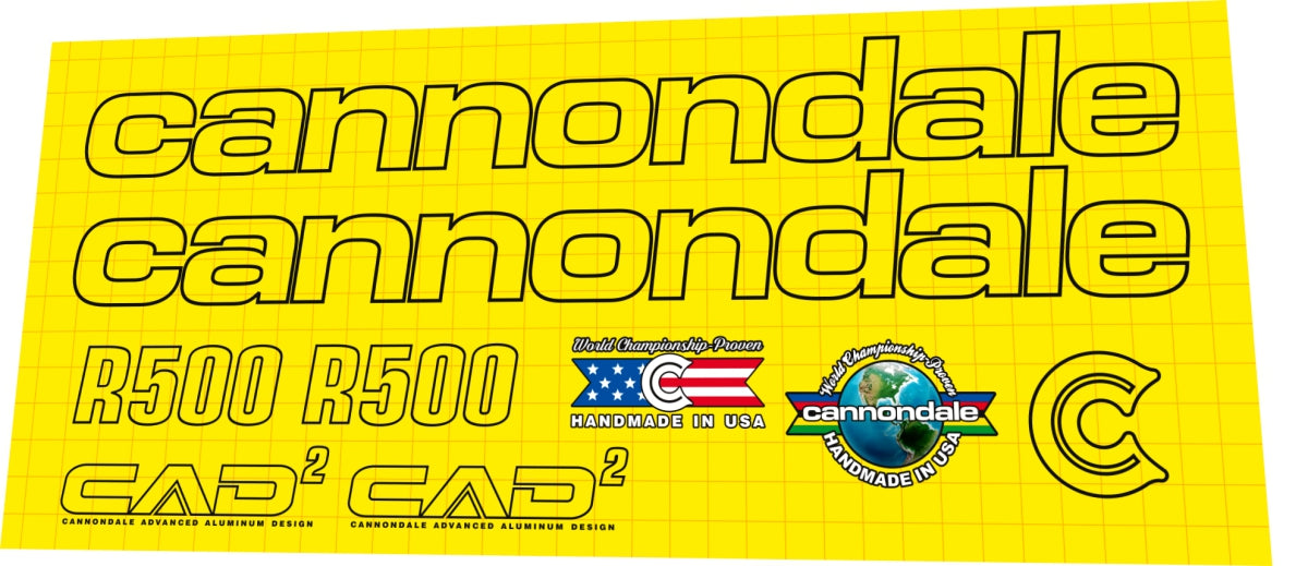 Cannondale R500 Black Frame Decal Set - 1998