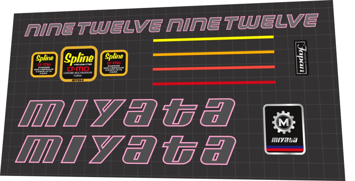 Miyata 912 Gray Frame Decal Set - 1986