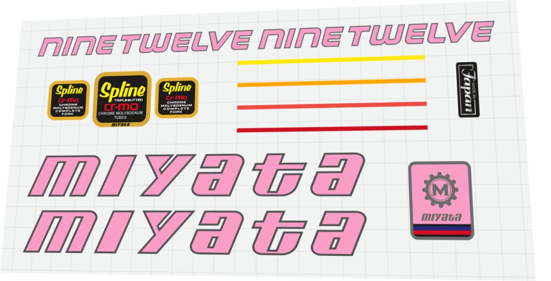 Miyata 912 Pink Frame Decal Set - 1986