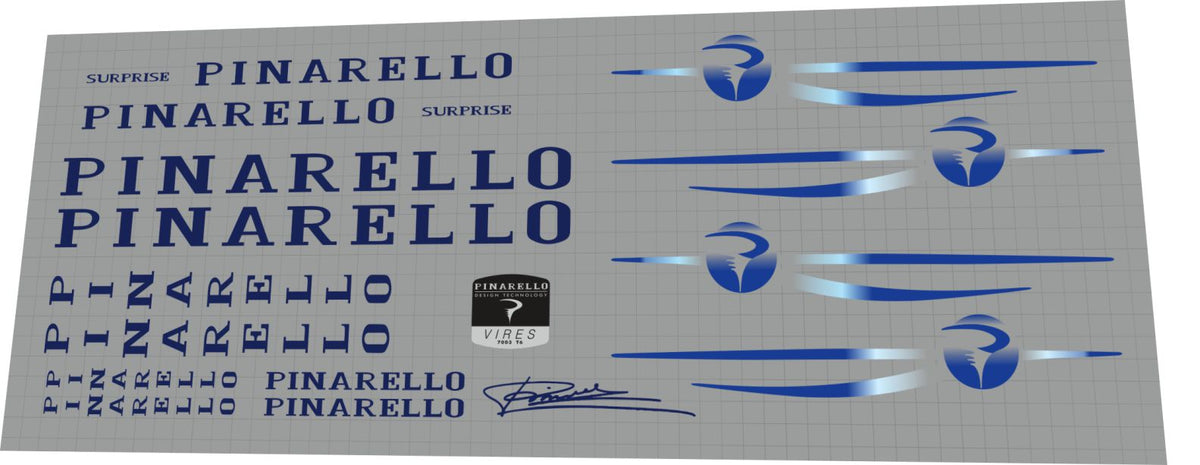 Pinarello Surprise Blue Frame Decal Set - 1990s