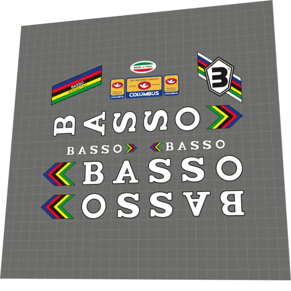 1981 Basso Track White-Black Frame Decal Set