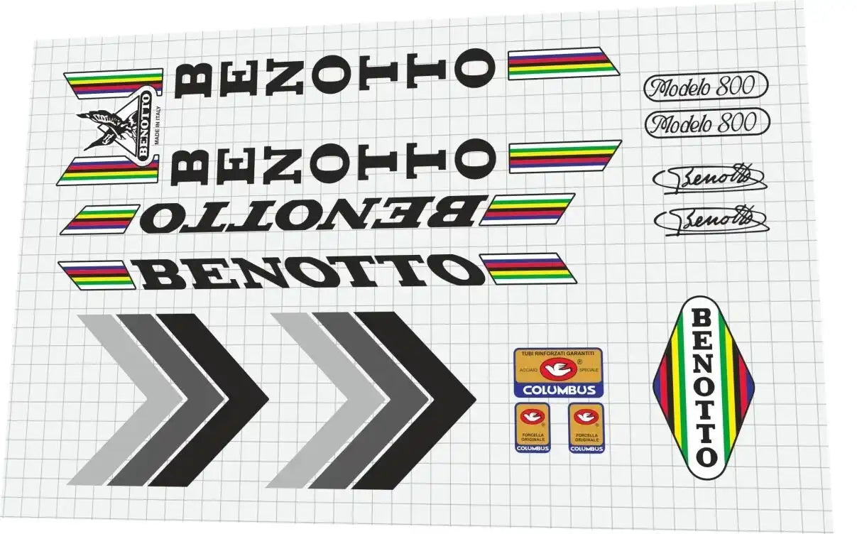 1984 Benotto Modelo 800 Black Frame Decal Set