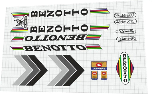 1984 Benotto Modelo 800 Black Frame Decal Set