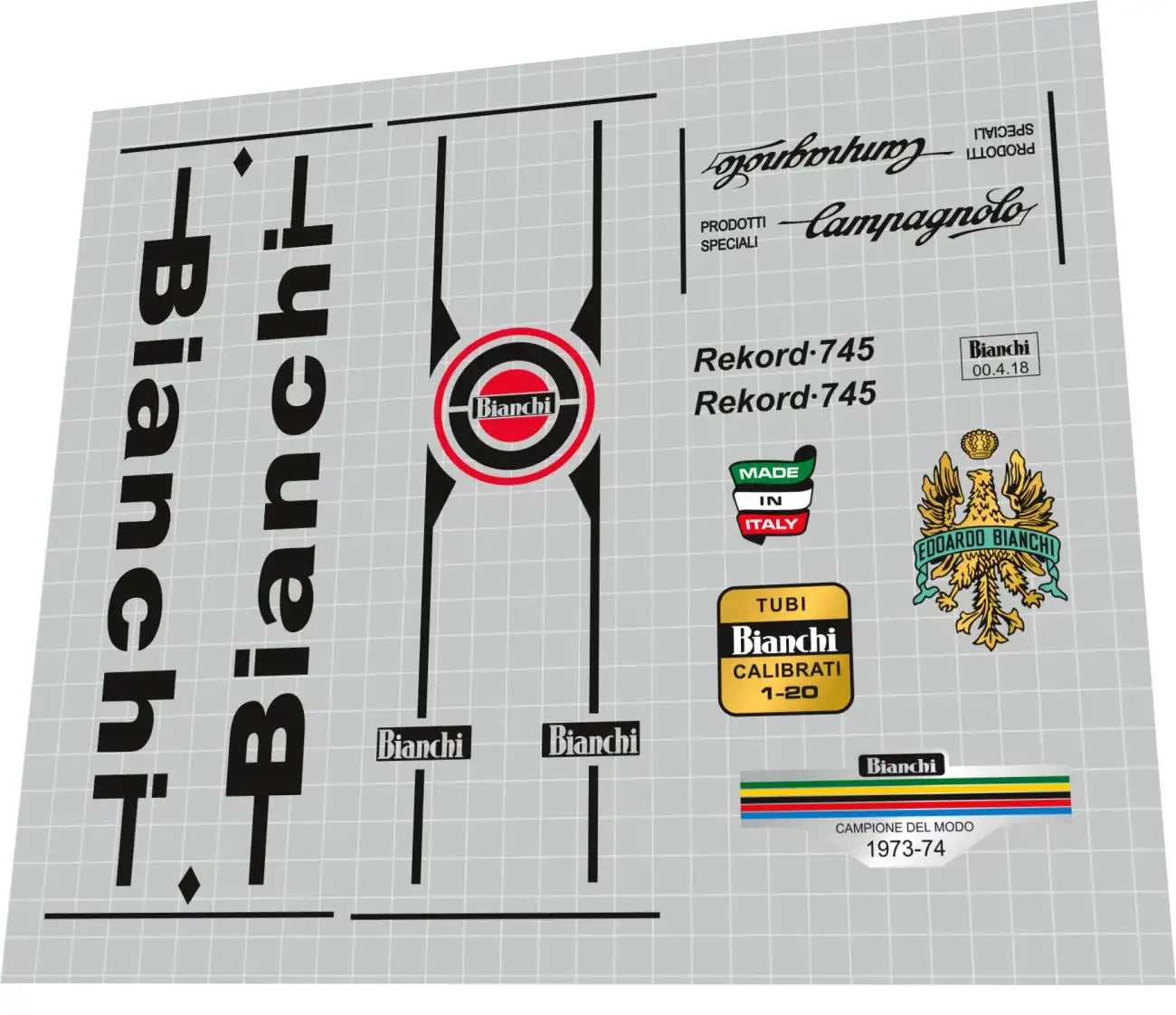 1970s Bianchi 745 Frame Decal Set