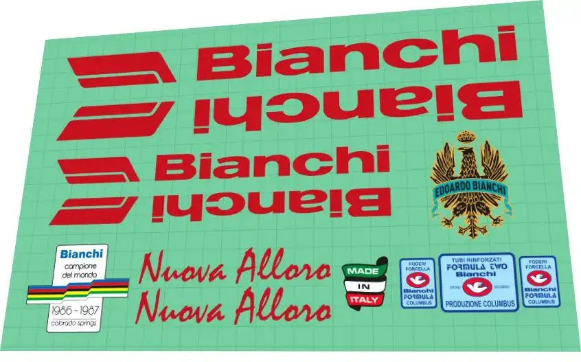 1980s Bianchi Nuova Alloro Frame Decal Set