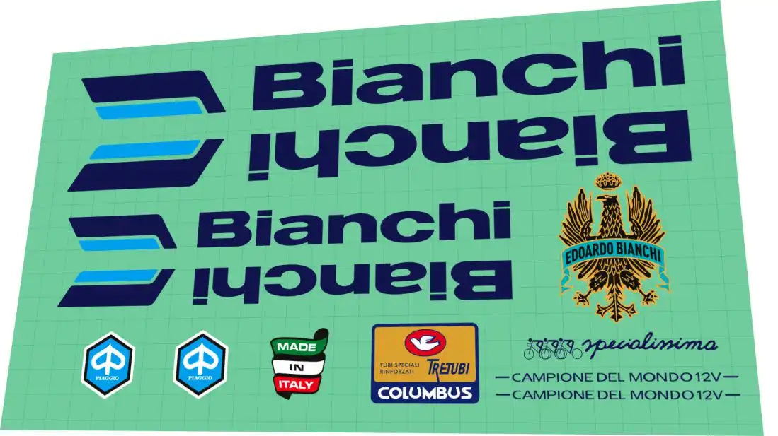 1983 Bianchi Campione Del Mondo 12V Frame Decal Set