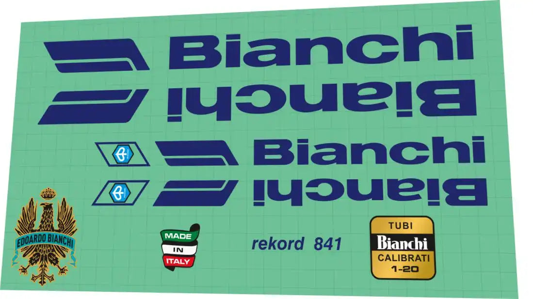Bianchi Rekord 841 Blue Frame Decal Set - 1984