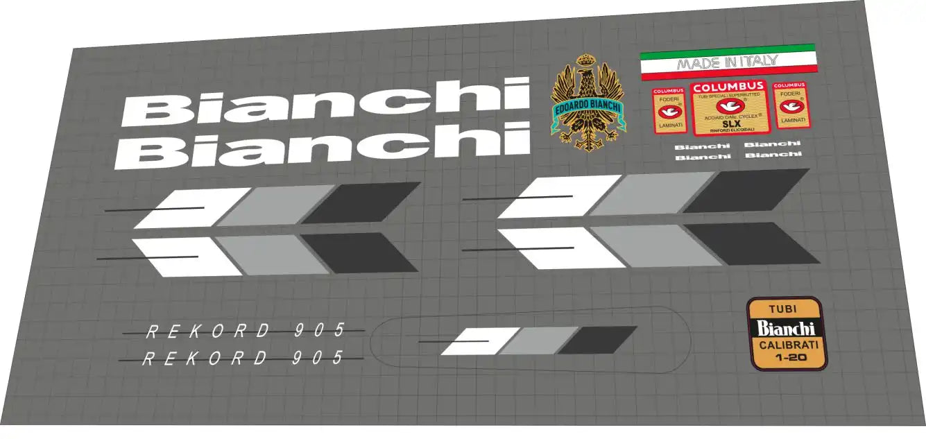 1988 Bianchi Rekord 905 White Frame Decal Set
