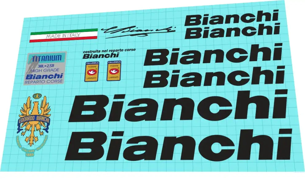 1997 Bianchi Titanium Megatube Black Frame Decal Set