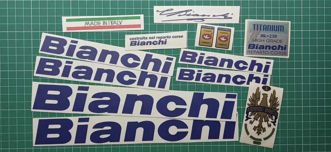 1997 Bianchi Titanium Megatube Blue Frame Decal Set